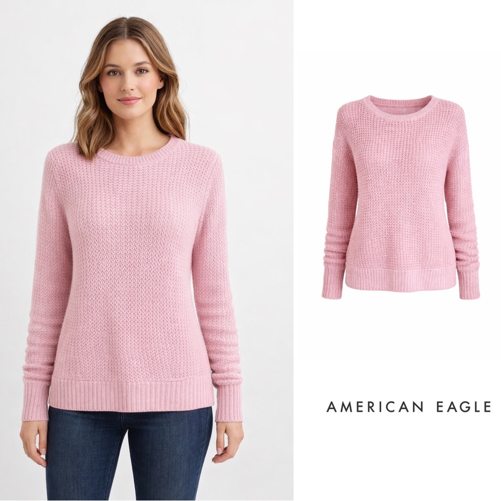 American Eagle Soft Pink Chunky Knit Sweater